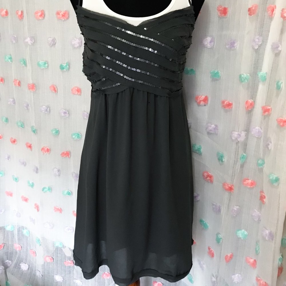 AE Gray Sequin Detail Empire Waist Dress